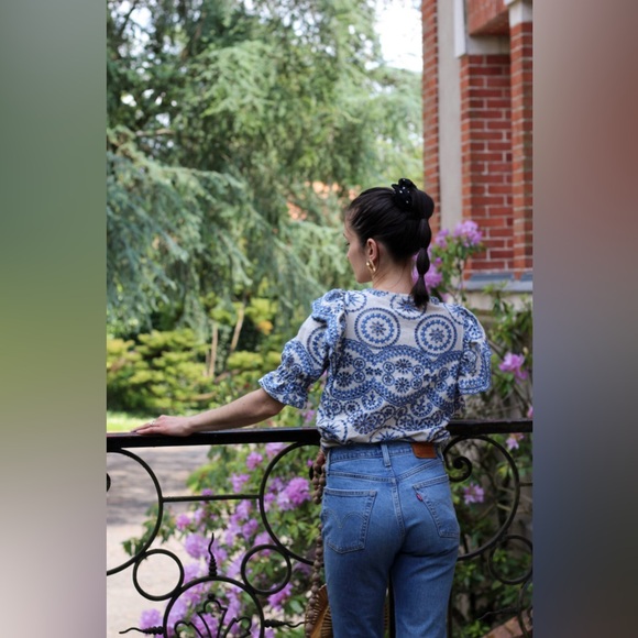 Sézane South Blouse in Ecru Blue FR 34 / US 2 - Picture 14 of 14